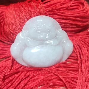 White Jade Buddha Pendant with Red Cord